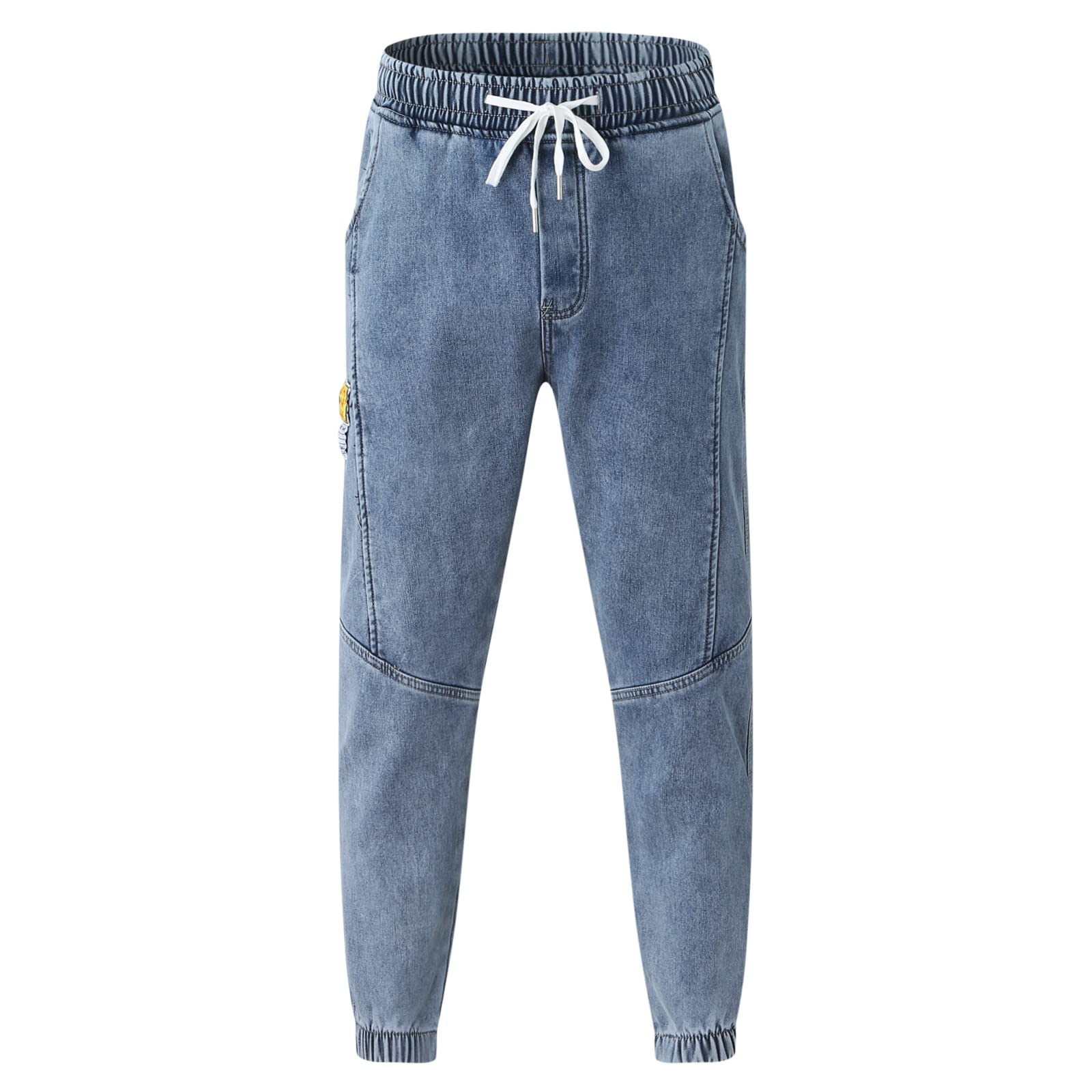 Men's Slim Stretch Fleece Jeans - Haroun White Comfortable Winter Pants for Casual Wear & Outdoor Activities