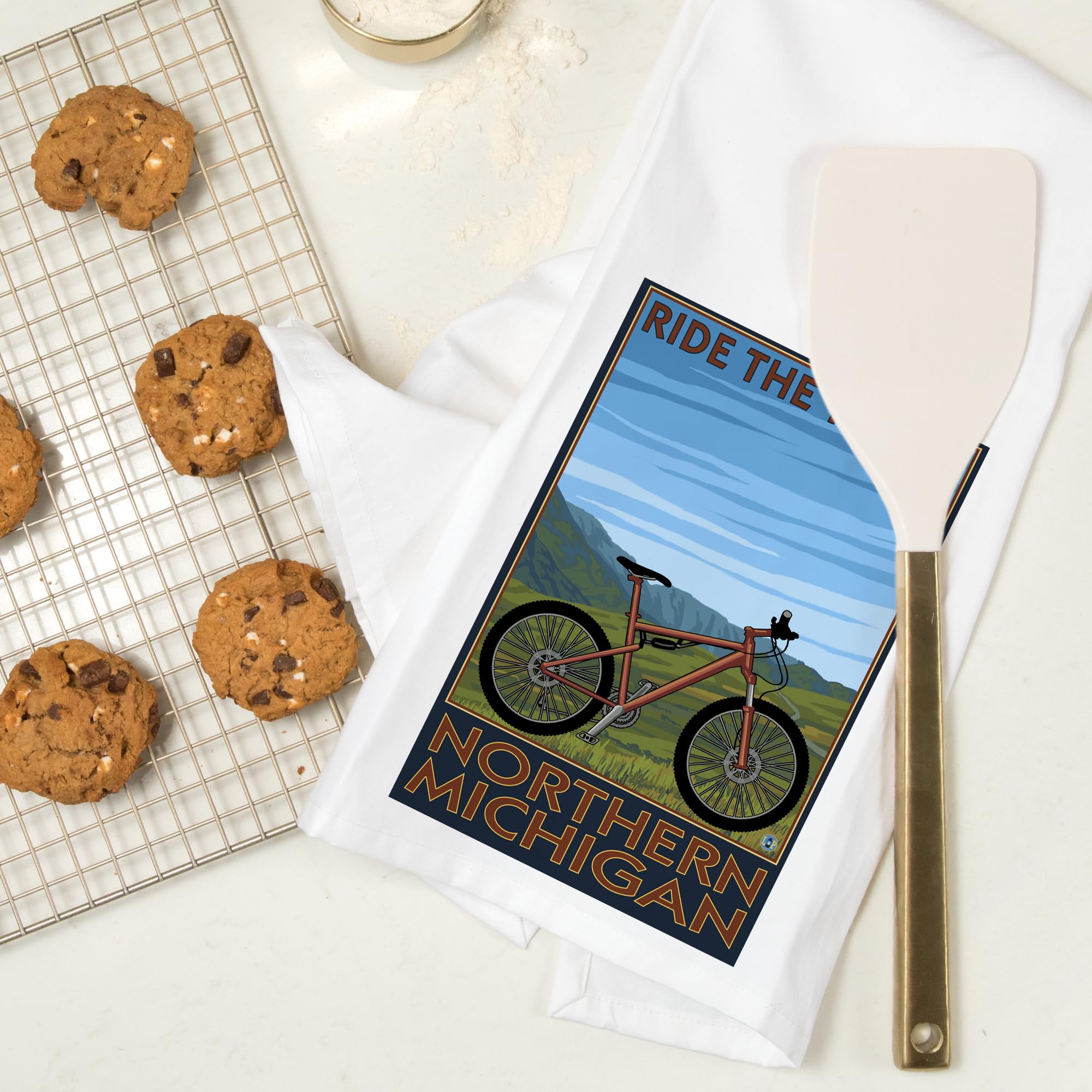 Lantern Press Northern Michigan Ride The Trails 100% Cotton Tea Towel - Decorative Hand Towel for Kitchen & Home - Perfect for Cooking, Baking, and Farmhouse Decor