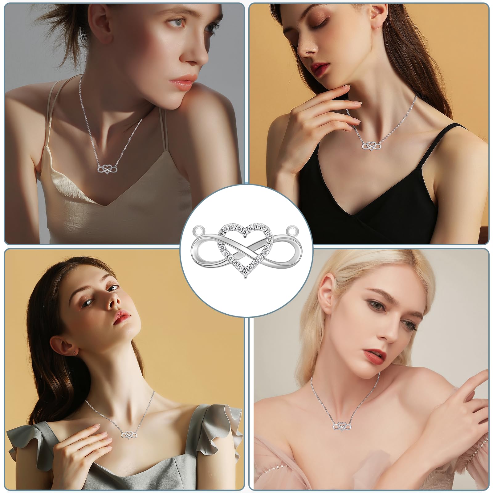 COSTWAY 925 Sterling Silver Infinity Necklace for Women, Mother Daughter Matching Pendant Jewelry Set with Gift Box & Card - Perfect for Anniversary, Birthday, Valentine's Day Gifts
