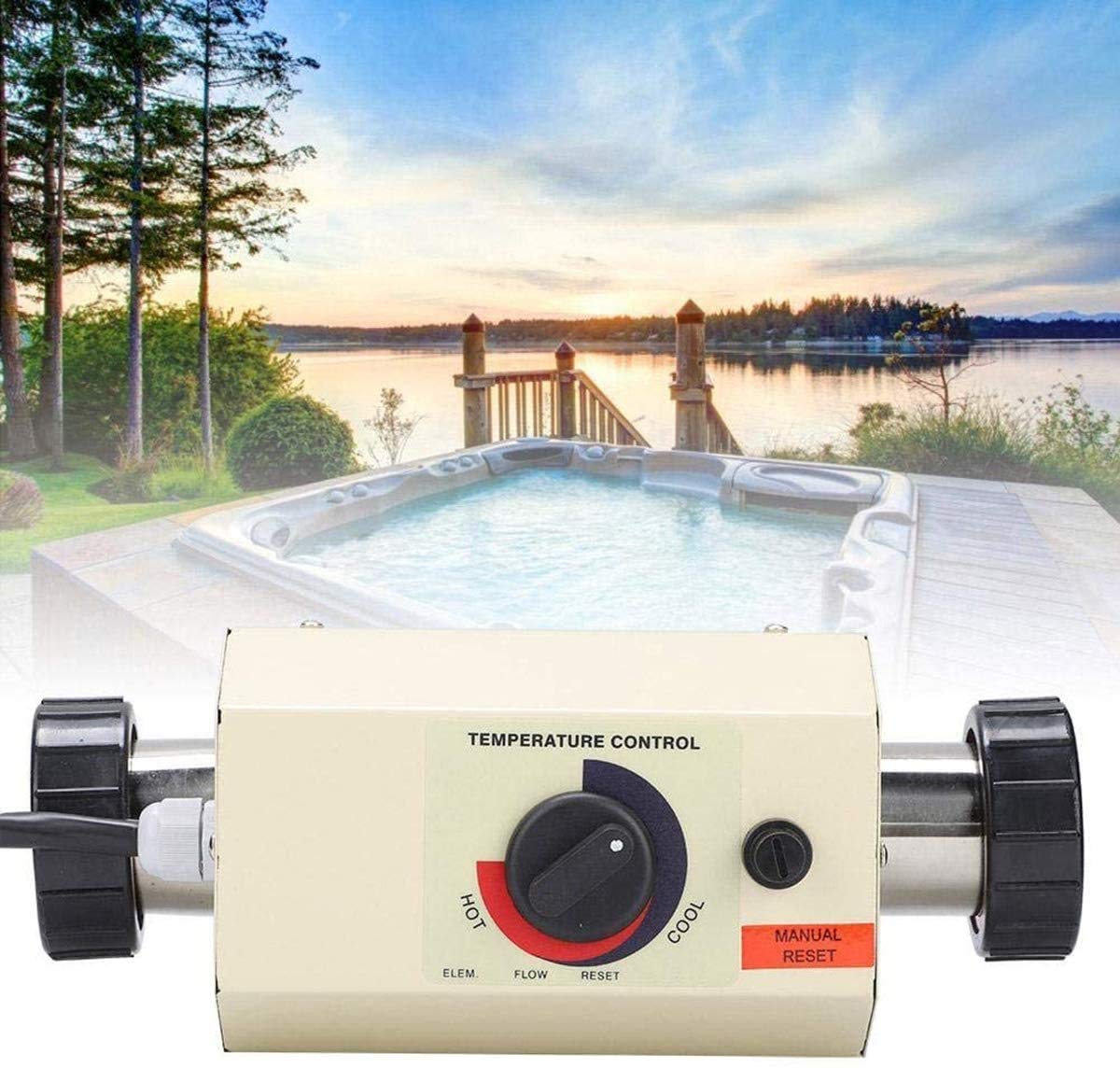 3KW 220V 240V Electric Water Heater Thermostat for SPA, Bath & Swimming Pool - Premium Portable Pool Heater Pump with High-Quality Temperature Control - Perfect for Home, Hotel and Outdoor Use