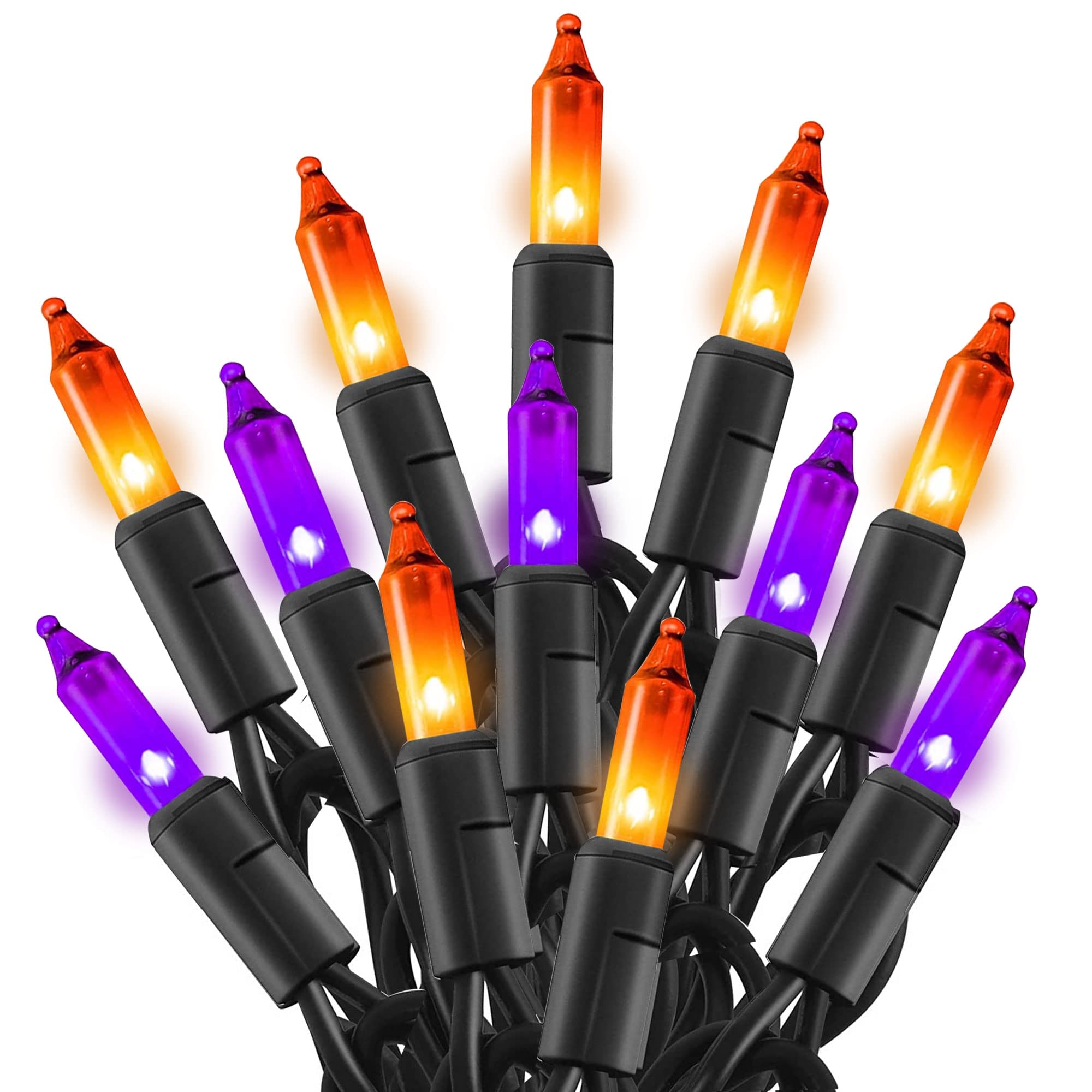 TW SHINE 20FT 100-Count Purple & Orange Halloween String Lights - Waterproof Mini Incandescent Fairy Lights for Outdoor, Indoor, Patio, Garden, Yard - Perfect for Halloween Party Decorations, Home Decoration & Holiday Lighting