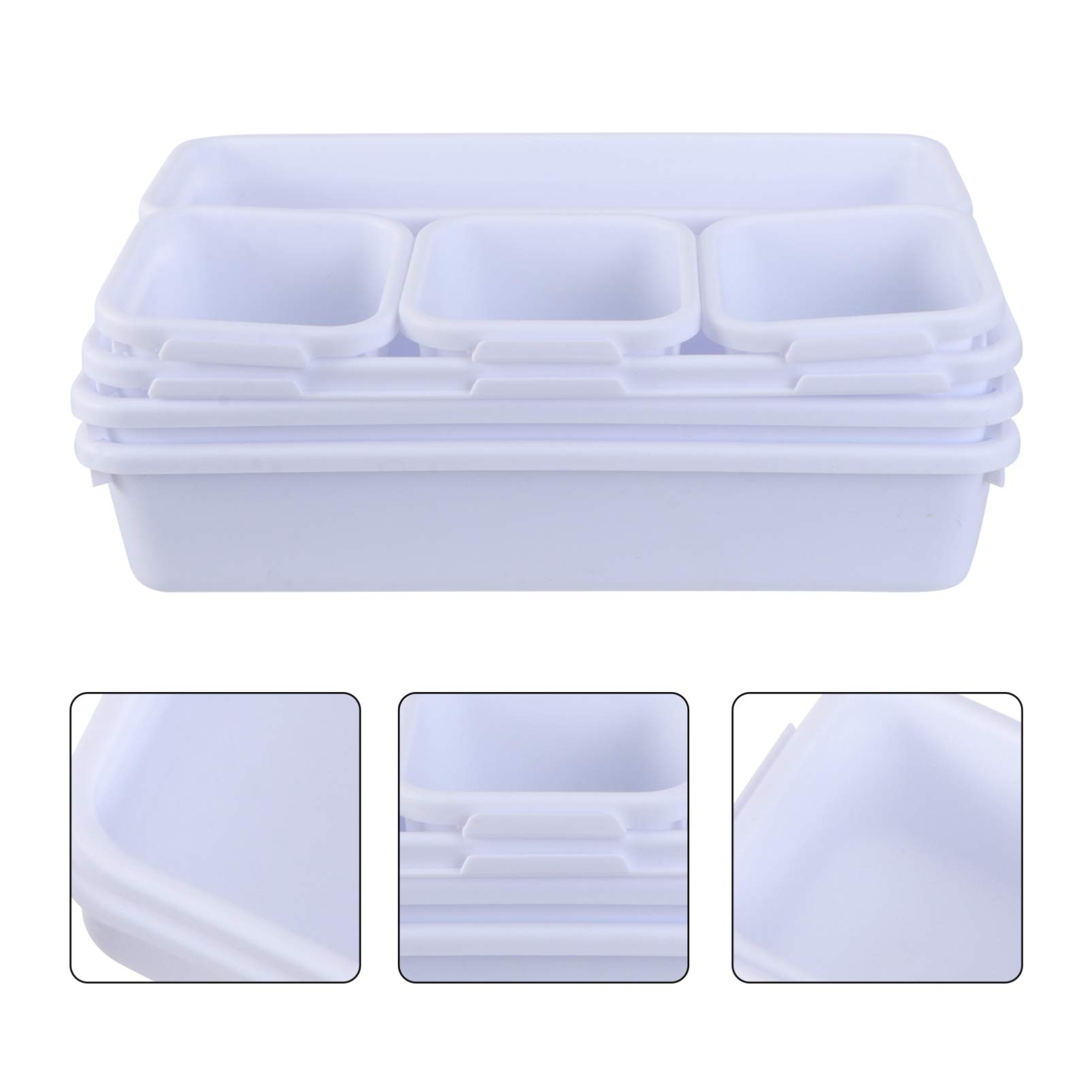 DOITOOL 8-Piece Drawer Storage Box Set - Plastic Desktop Organizer with Lid, Home Office Organization for Stationery, Makeup, Jewelry & Small Items - Perfect for Bedroom, Bathroom & Workspace