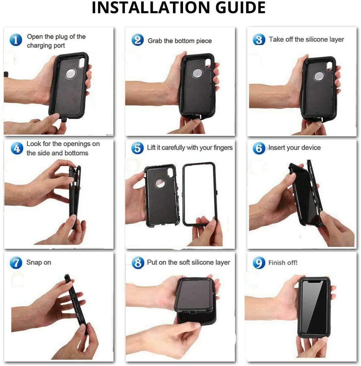 Defender Shockproof Hybrid Case for iPhone 12 Pro Max (6.7 Inch) - Dual Layer Protective Hard Cover - Black - Perfect for Outdoor Activities & Extreme Sports Protection