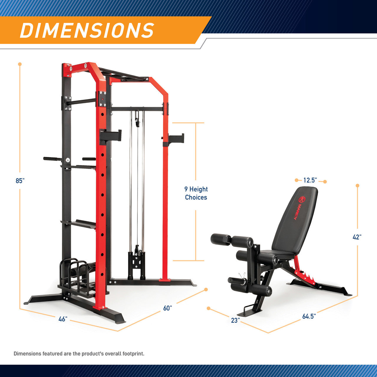 Marcy Power Cage System with Adjustable Weight Bench SM-7393 - Home Gym Equipment for Strength Training & Bodybuilding | Perfect for Home Workouts & Fitness Enthusiasts