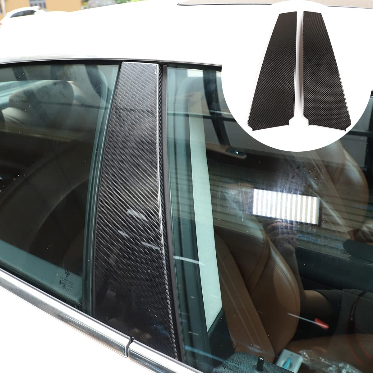 Premium Real Carbon Fiber Car Door B-Pillar Decorative Panel for Maserati Ghibli 2014-2021 - 2PCs Exterior Accessories | Enhances Luxury Style & Protects Vehicle Paint