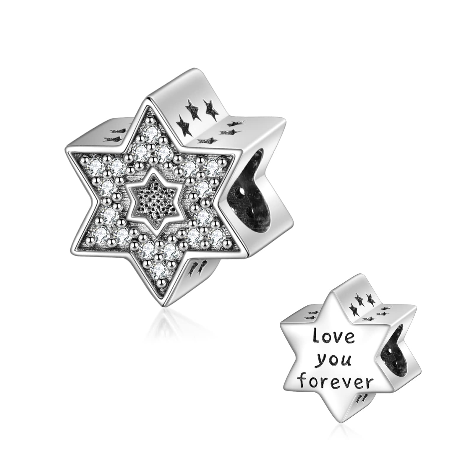 EXRANQO 925 Sterling Silver Enamel Animal Charms - Reindeer, Apple, Dog, Star, Penguin & Heart Beads for Bracelets & Necklaces | Perfect Birthday Gifts for Women & Girls | Jewelry Making, DIY Crafts & Fashion Accessories