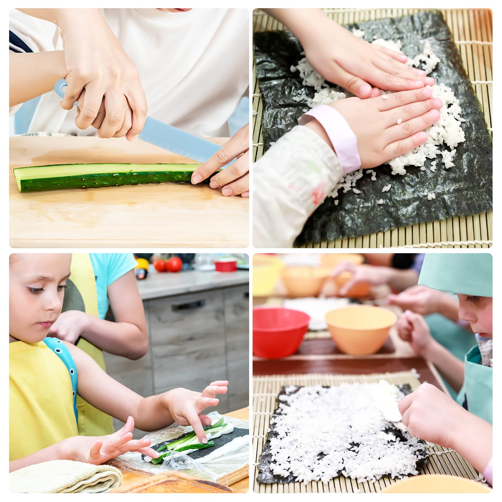 24-Piece Kids Kitchen Tools Set for Real Cooking - Montessori Learning Toys for Boys & Girls Ages 3-12 - Safe Plastic Knife Set with Sushi Making Kit - Perfect Birthday & Easter Gift for Toddlers - Ideal for Pretend Play, Cooking Classes & Early Childhood Development