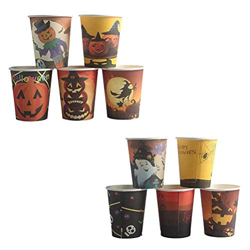 iFundom Halloween Paper Cups - 10PCS Disposable Drinking Cups for Halloween Party Decorations, DIY Holiday & Wedding Party Supplies - Perfect for Trick-or-Treat, Spooky Decor, and Themed Celebrations