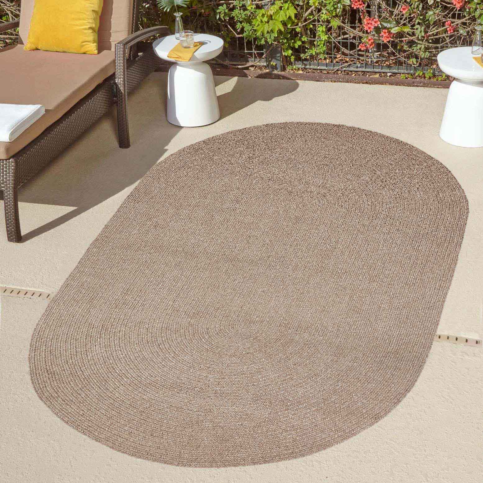 Classic Braided Area Rug - Non-Slip Indoor/Outdoor Oval Rug for Living Room, Bedroom, Patio & Deck - Soft & Durable Home Decor