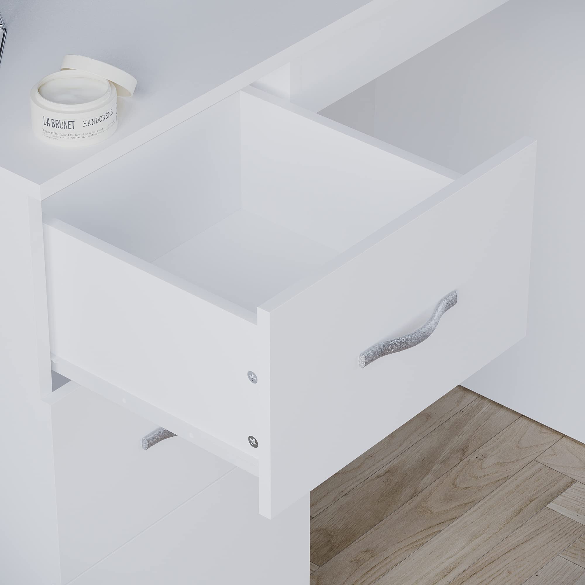 3-Drawer Makeup Vanity - Vida Designs White Bedroom Furniture for Home Decor