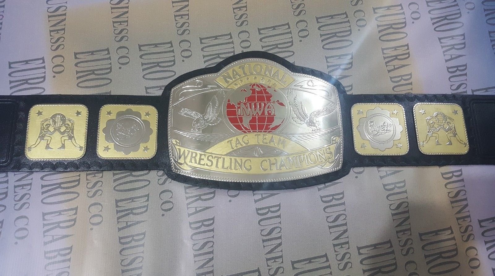 NWA National Tag Team Championship Belt - Adult Size with Metal Plates - Perfect for Wrestling Fans, Collectors & Cosplay Events