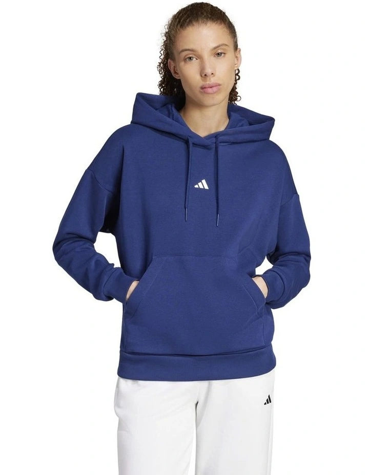 Adidas Women's Feelcozy Fleece Hoodie - Dark Blue | Cozy & Warm Pullover for Casual Wear, Workouts & Outdoor Activities