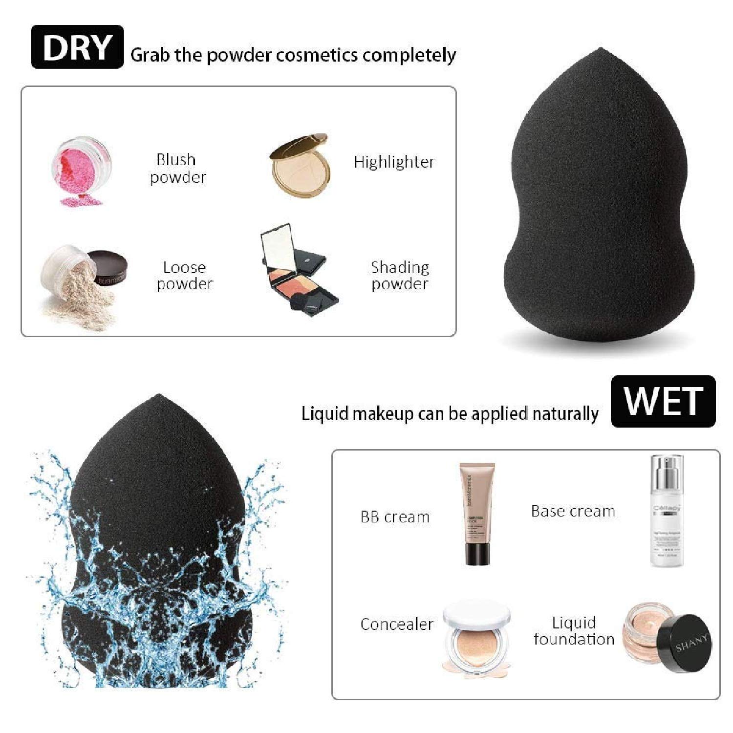 Latex-Free Makeup Sponges - 3 Pack Black Beauty Blenders for Foundation, Powder, Cream & Liquid Cosmetics | Multi-Shape Puff Set for Flawless Face & Body Application | Perfect for Professional Makeup Artists & Home Use