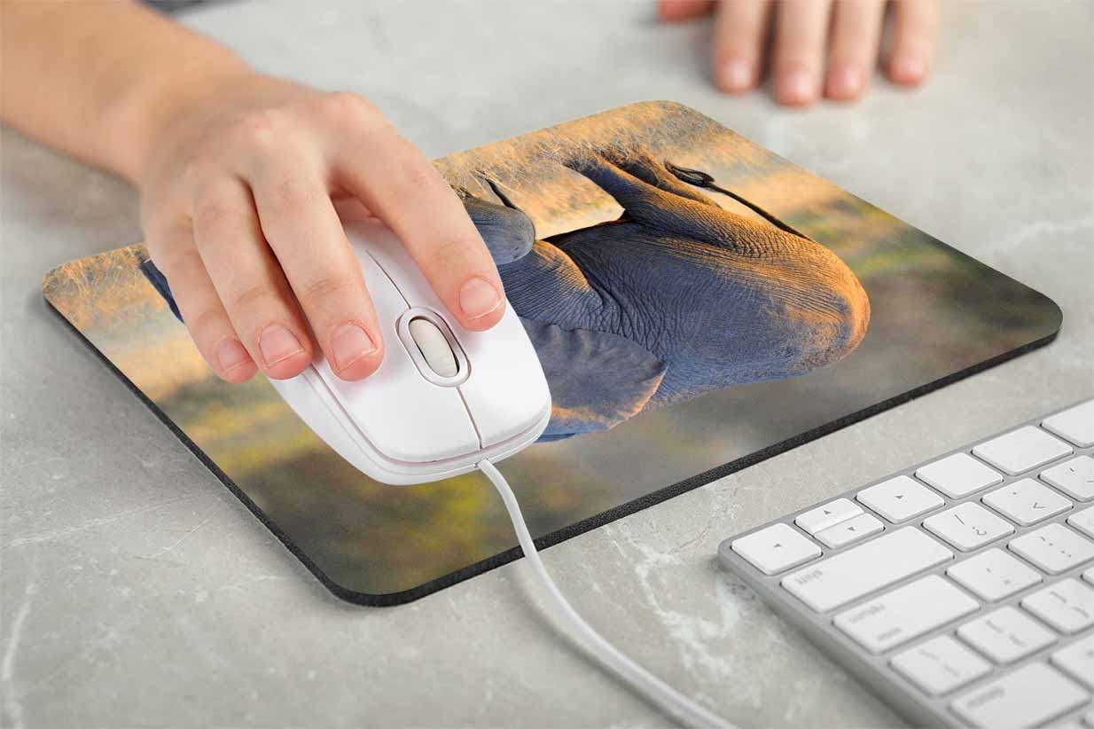 Elephant with Babies Mouse Pad - Non-Slip Rubber Base Smooth Surface Rectangle Mousepad for Computer, Laptop & Office Use | Custom Design Desk Accessory for Work, Gaming & Home Office Setup