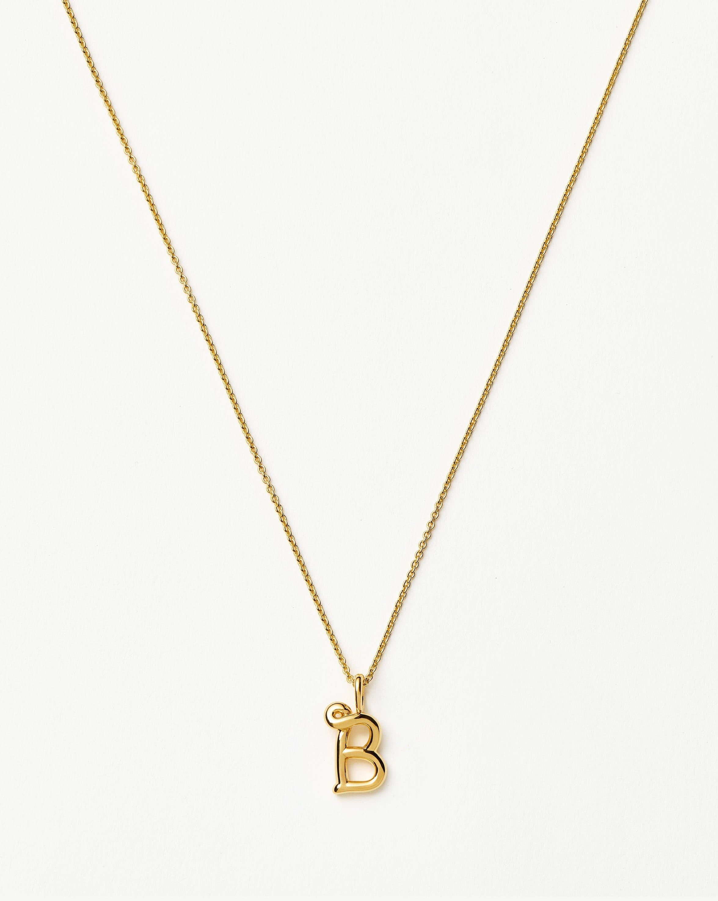Curly Molten Mini Initial Necklace - 18k Gold Vermeil Personalized Jewelry for Women | Perfect Gift for Birthday, Anniversary & Valentine's Day | Elegant Layering Necklace for Everyday Wear
