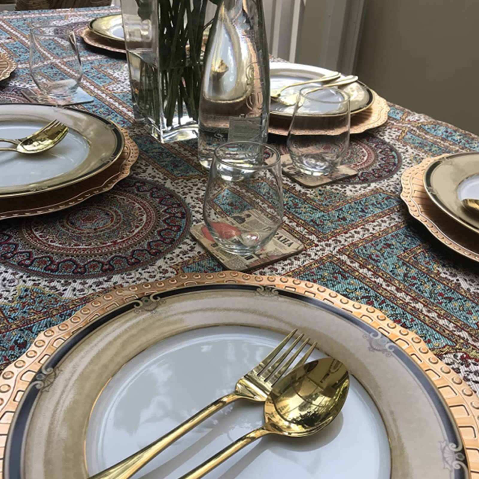 12 Pack Gold Charger Plates - 13 Inch Plastic Round Dinner Under Plates, Reusable Beaded Service Base Trays for Wedding, Christmas & Holiday Table Decor - Elegant Serving Ware for Formal Dining, Buffets & Special Occasions