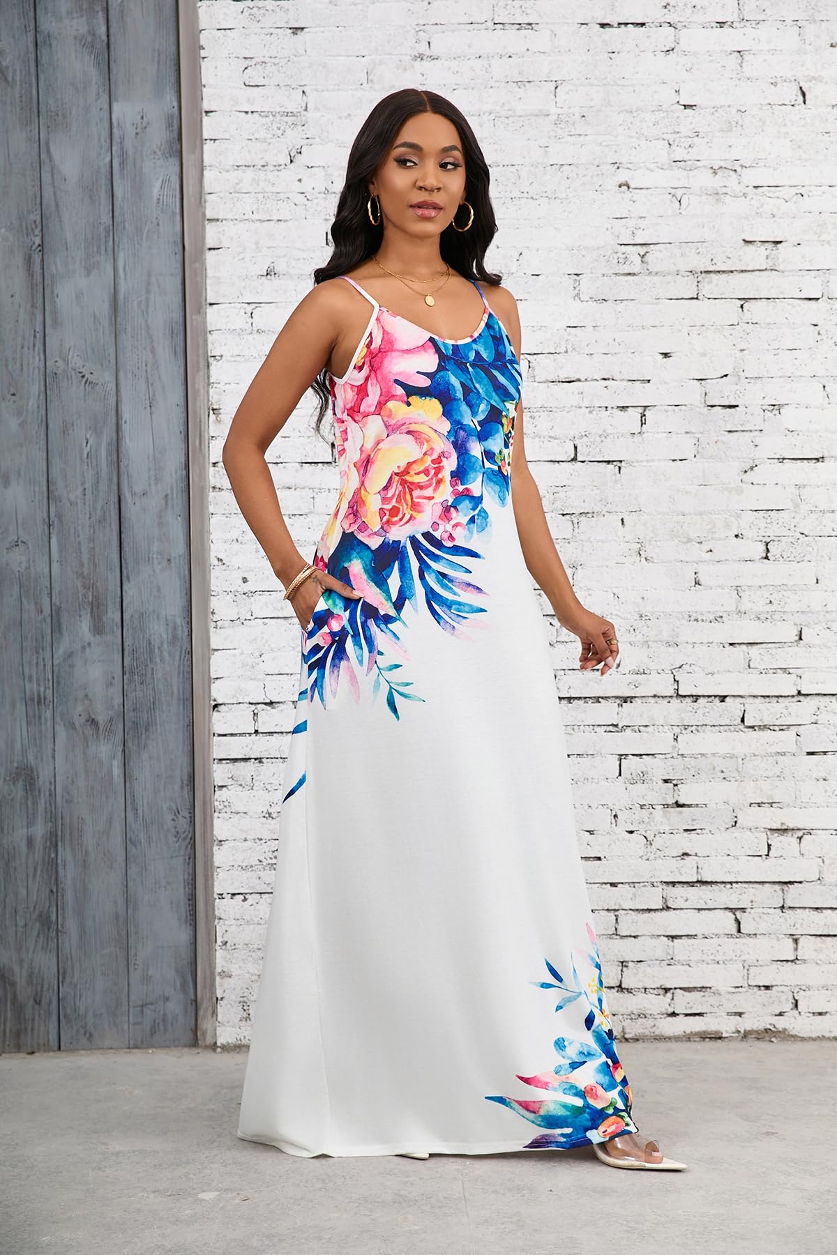 SheKiss 2025 Women's Floral Maxi Dress - Casual Summer Sleeveless Long Dress, Plus Size Floor Length Sundress for Beach, Vacation & Outdoor Parties