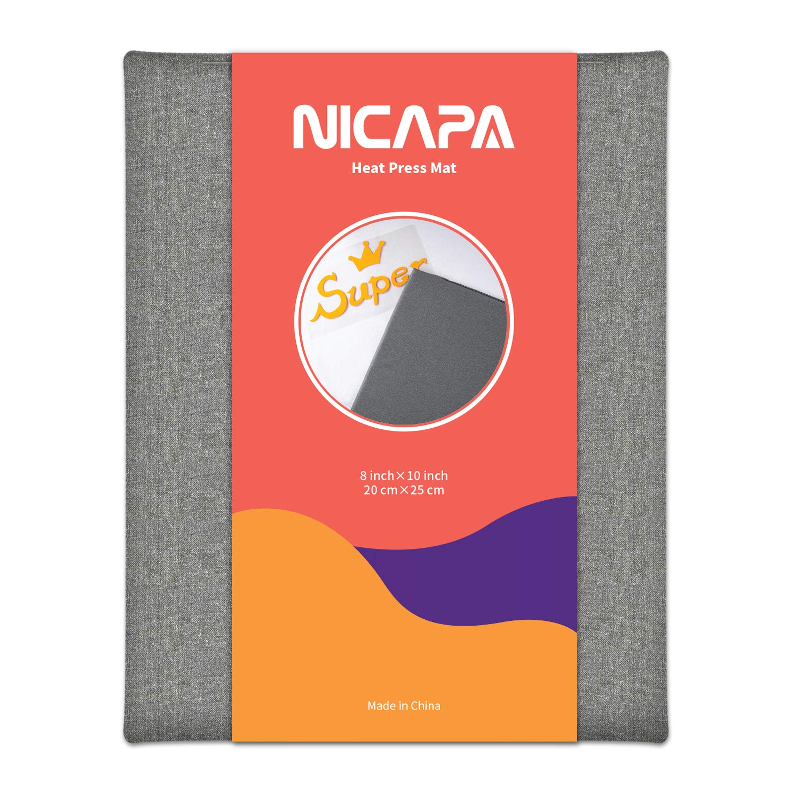 Nicapa 8x10 Inch Heat Press Mat for Cricut Easypress - Insulated Craft Vinyl Ironing & Transfer Heating Mat - Perfect for T-Shirt Printing, DIY Projects & Sublimation Crafts