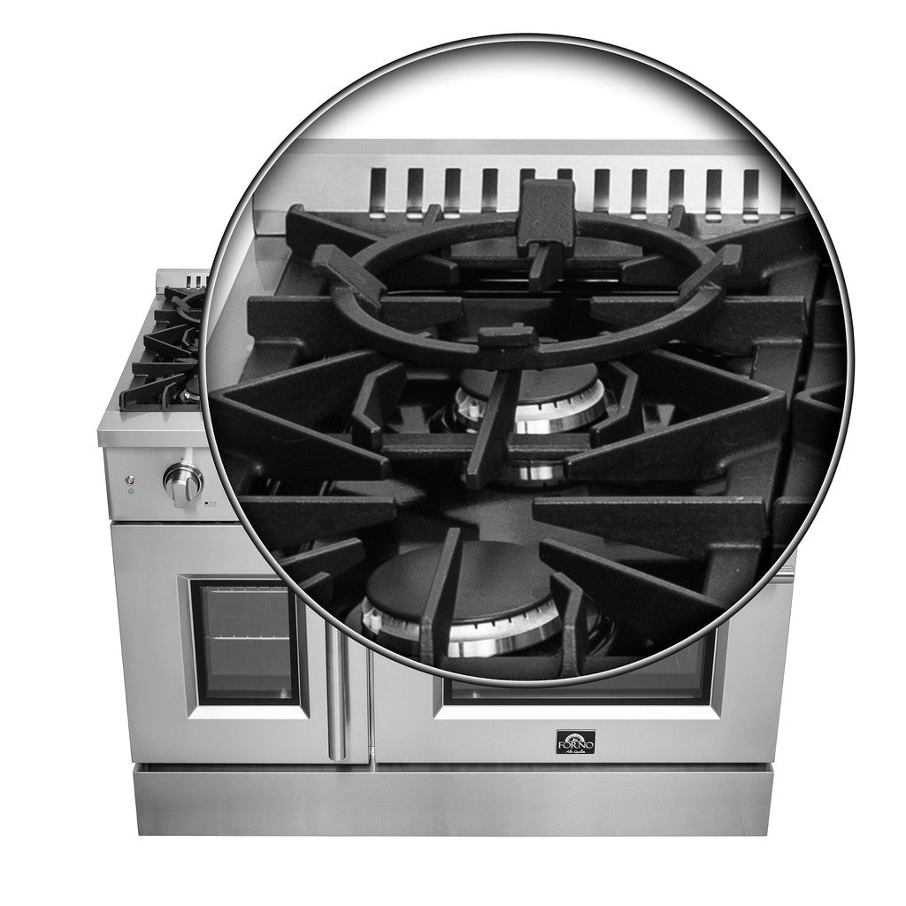 Forno Galiano 48-Inch 6.58 cu. ft. Freestanding Gas Range with Left Swing Door - Stainless Steel (FFSGS6444 48) | Professional Kitchen Appliance for Home Chefs & Restaurants