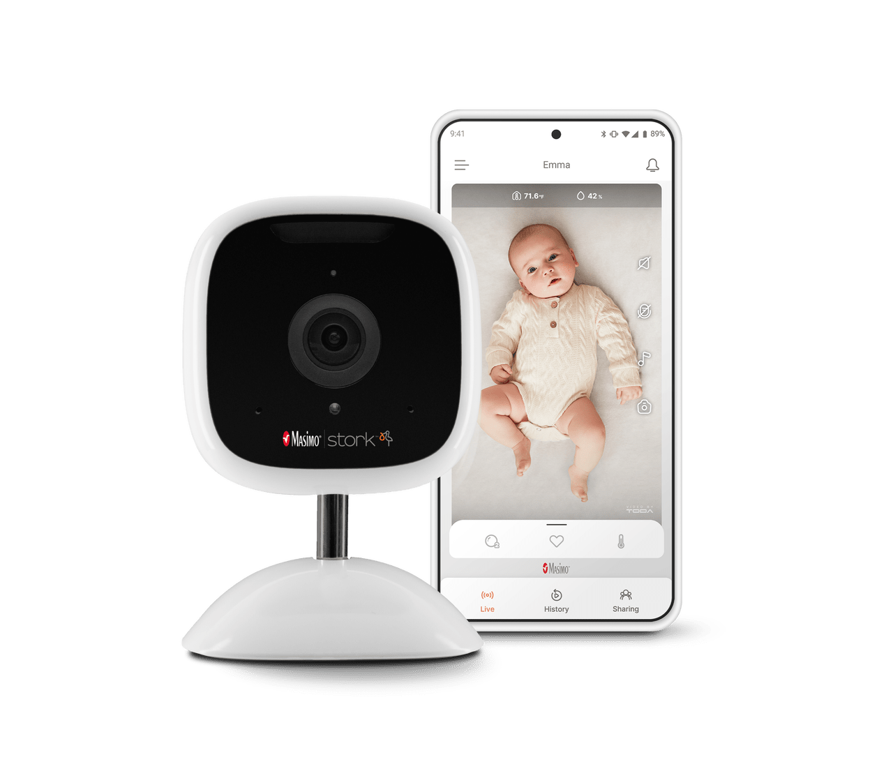 Masimo Stork Baby Monitor Camera - HD Video, Night Vision, Two-Way Audio for Nursery & Home Security | Perfect for Newborns, Toddlers & Child Safety