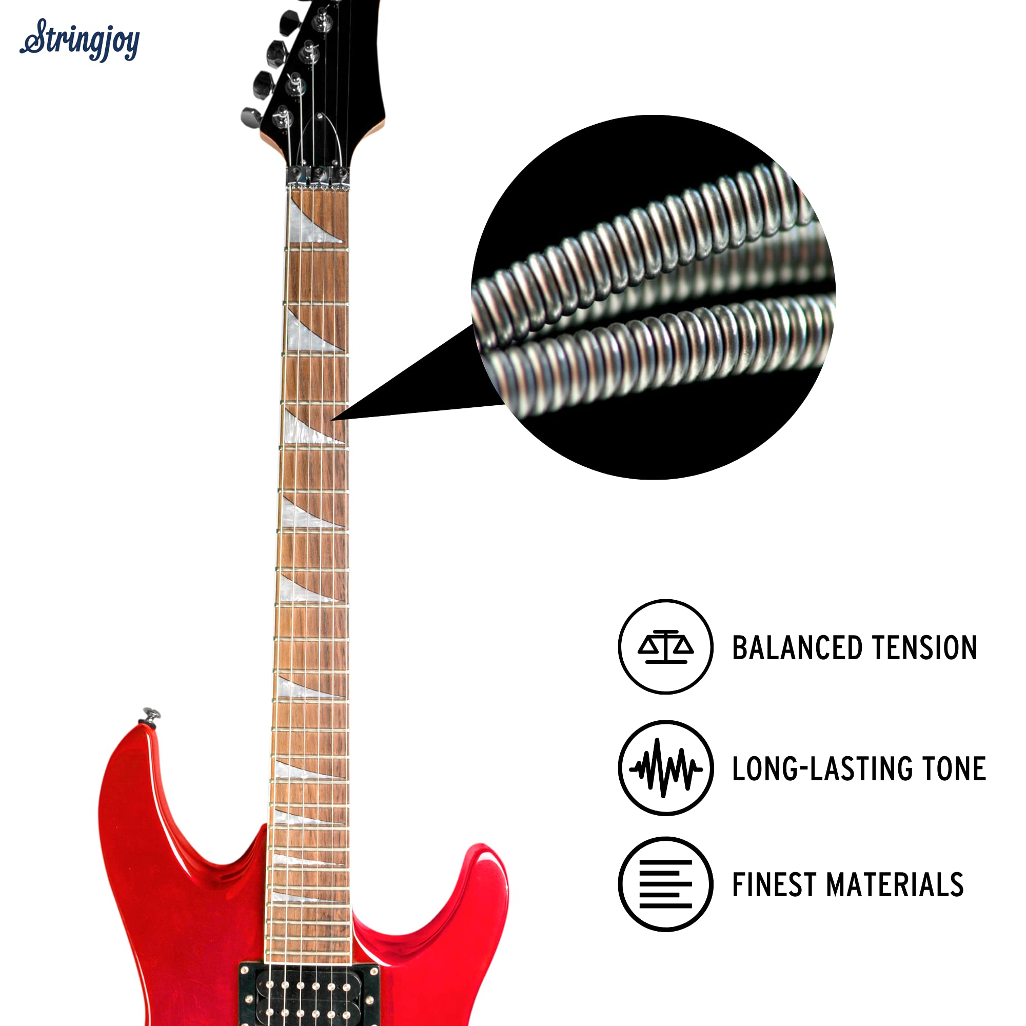 Stringjoy HVY98 8 String Signature Nickel Electric Guitar Strings - Heavy Bottom Super Light Gauge (9-80) for Extended Range & Drop Tuning | Perfect for Metal, Djent & Progressive Rock Guitarists