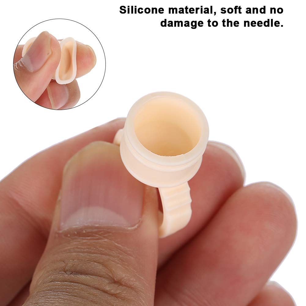 100-Piece Disposable Silicone Ring Glue Holders & Ink Cups - Pigment Containers for Eyelash Extensions, Makeup Tools, Eyebrow Tinting - Perfect for Salon Professionals & DIY Beauty Enthusiasts