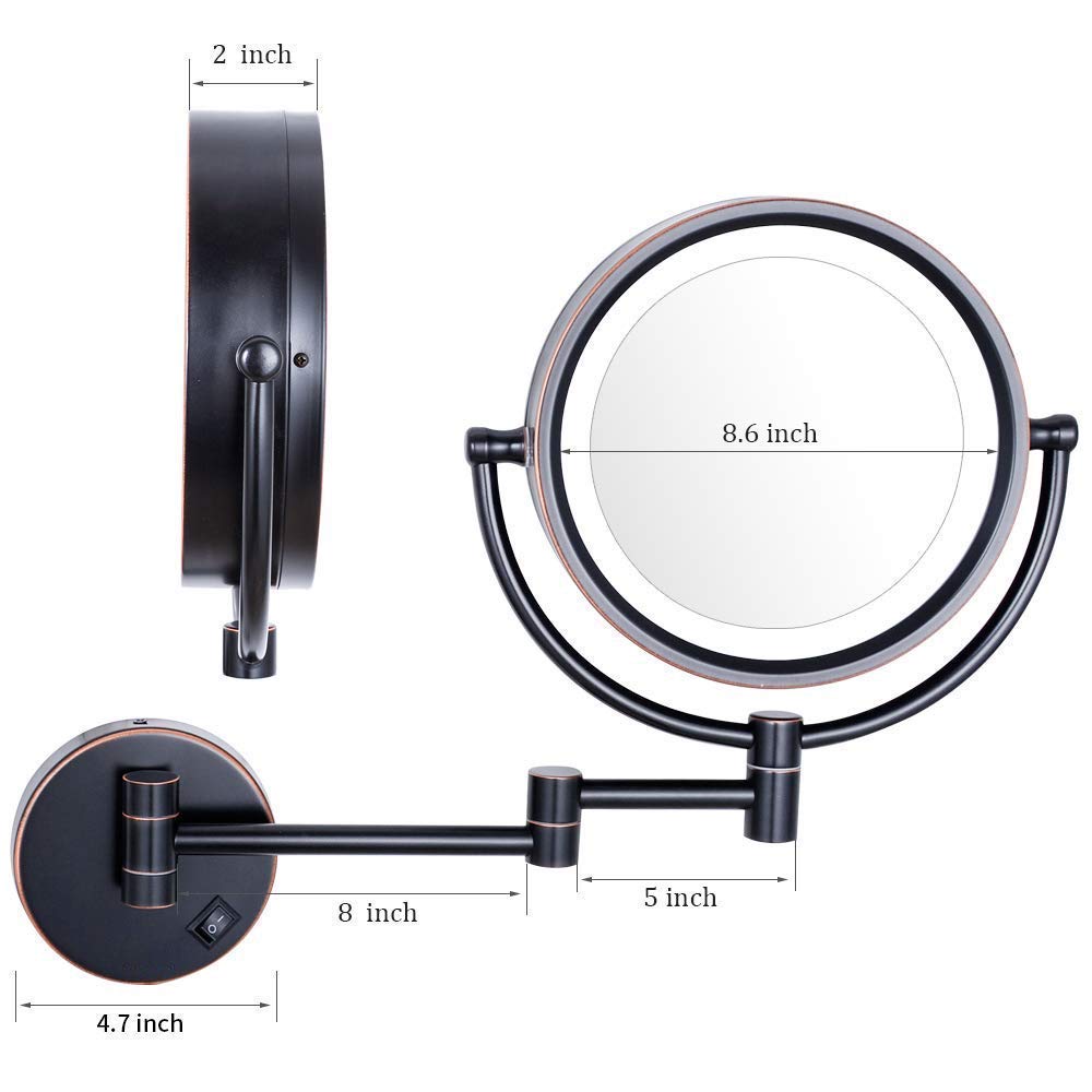 JYCCH Wall Mounted Makeup Mirror with 360° Rotation - Adjustable Vanity Mirror for Bedroom, Bathroom & Dressing Table | Perfect for Makeup Application, Skincare Routine & Hair Styling