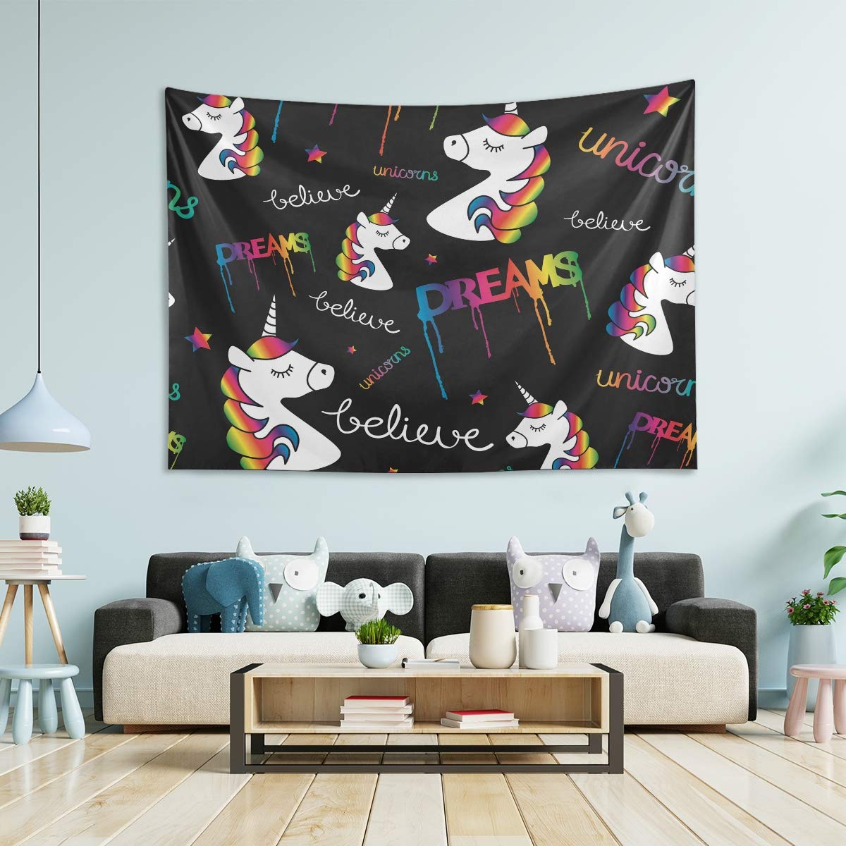 Unicorn Dreams Magical Wall Tapestry Decor - Large 80x60 Inch Fantasy Tapestry for Bedroom, Living Room & Dorm - Perfect for Boho Home Decor, Teen Girls Room & Meditation Space