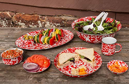 Elegant Red Swirl Oval Serving Platter - Perfect for Holiday Dinners, Party Appetizers & Stylish Home Decor