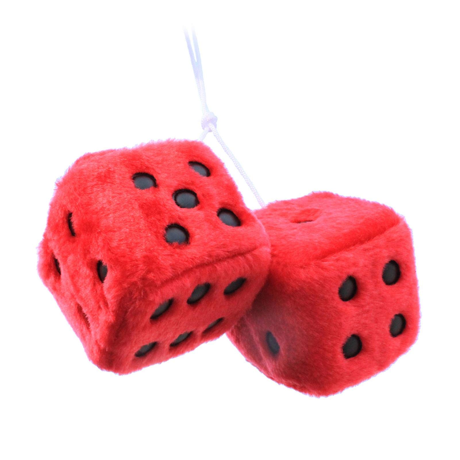 1 Pair Soft Plush Dice Car Hanging Decor - Fuzzy Dice Pendants for Rearview Mirror, Cute Car Interior Accessories for Couples, Gifts - Perfect for Road Trips, Gifts & Car Decoration