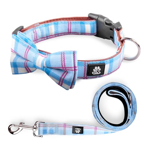 Checkered Blue(Collar+Bowtie+Leash)
