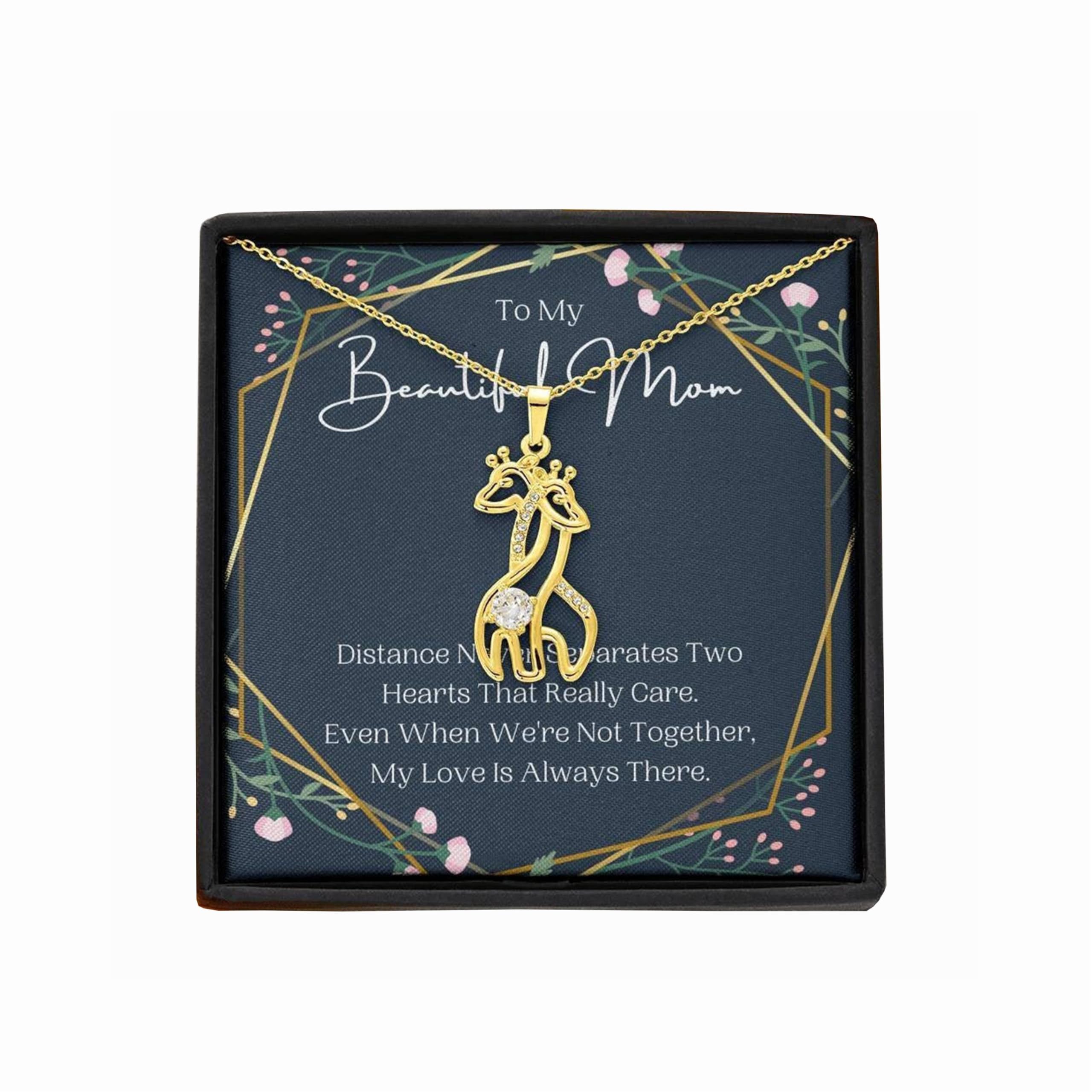 Handmade Personalized Giraffe Message Card Necklace - Unique Birthday Gift for Mom, Mother's Day Present from Daughter/Son - Perfect for Special Occasions & Everyday Wear