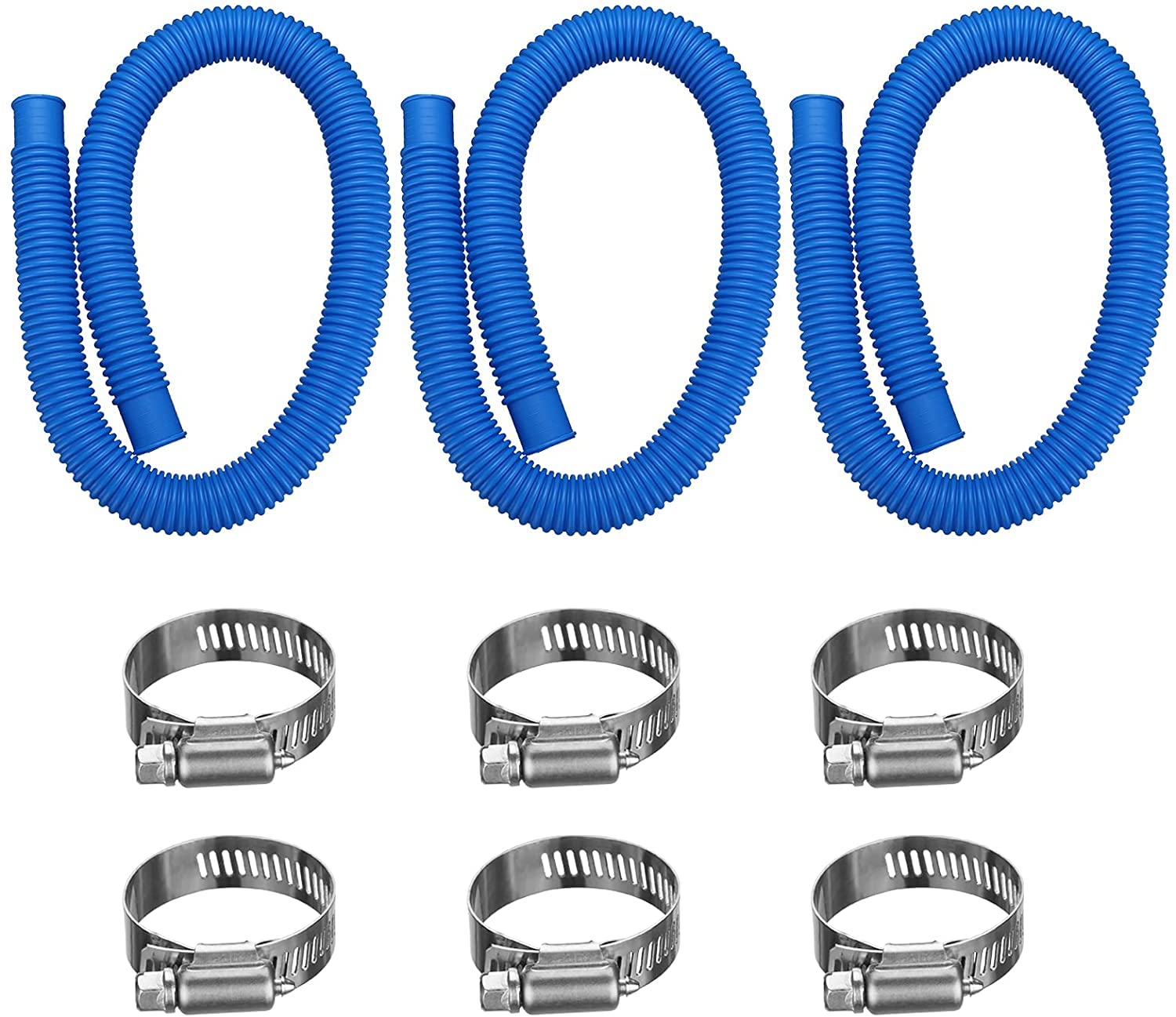 Intex Pool Pump Replacement Hose 1.25 x 41 Inch - Compatible with Intex Filter Pump 607, 637 & 32mm Above Ground Pools - Includes 6 Hose Clamps - Perfect for Pool Maintenance & Water Circulation