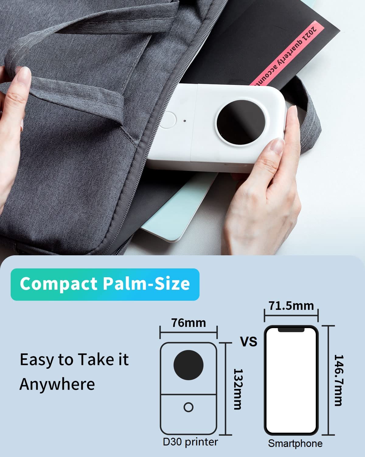 Phomemo D30 Portable Label Maker with Black Hard Carrying Case - Thermal Label Printer for Home, Office & Organization (Ideal for Shipping, Filing & Inventory Management)