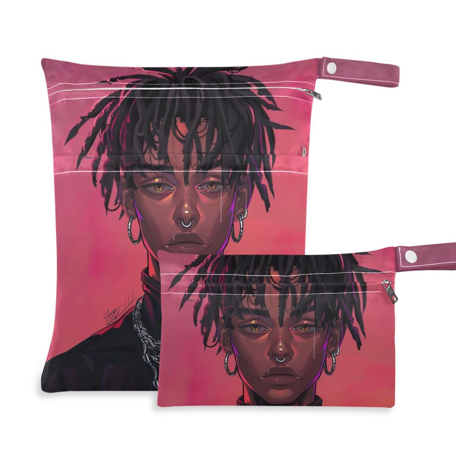 Waterproof Wet Dry Bag Set of 2 - African American Black Boy Diaper Bag for Travel, Beach, Gym & Swimming | Durable Pouch for Baby Essentials, Sports Gear & Pool Accessories