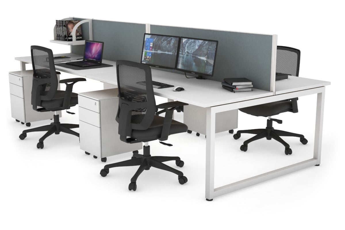 Quadro Loop Legs 4-Person Office Workstation - 1400L x 700W Modern Collaborative Desk for Team Workspaces | Perfect for Open Offices, Coworking Spaces & Conference Rooms