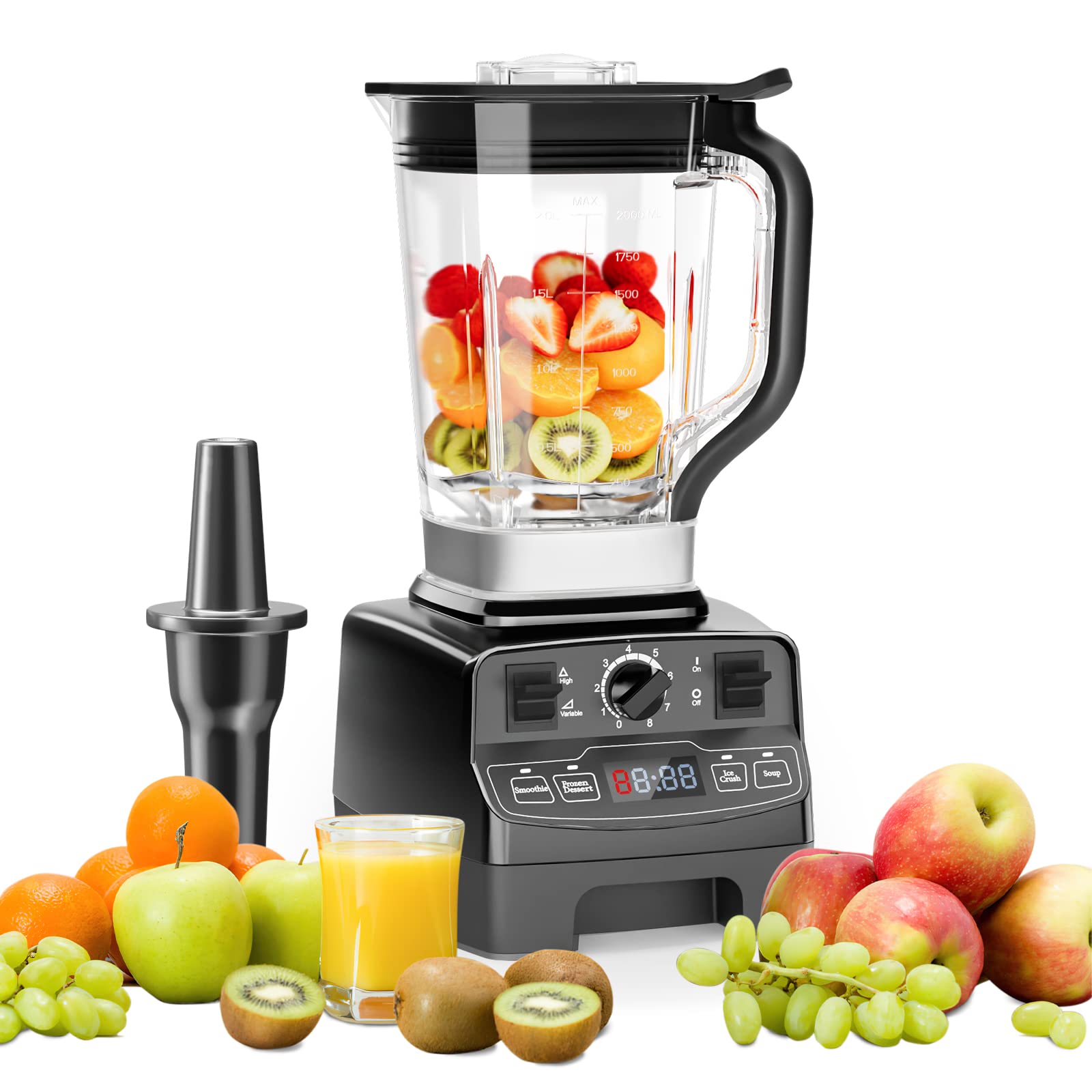 Enfmay 1450W High-Speed Blender with 8 Speeds & 4 Preset Programs - 2L BPA-Free Tritan Container - 33000RPM Powerful Ice Crusher for Smoothies, Soups, Nut Butters & Desserts - Perfect for Healthy Shakes, Frozen Drinks & Meal Prep in Modern Kitchens