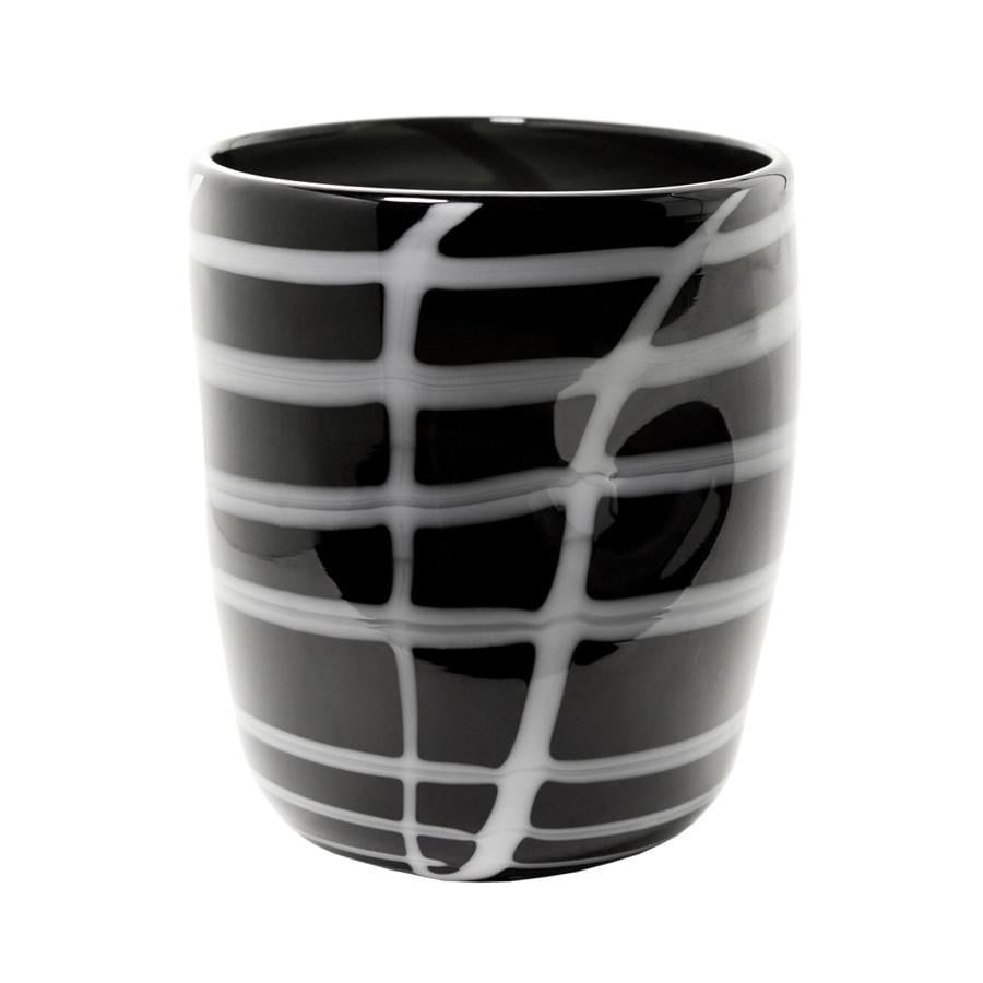 Premium Burian Glasses - Set of 6 Black Grid Drinking Glasses for Cocktails, Beer & Wine - Perfect for Parties, Bars & Home Entertaining
