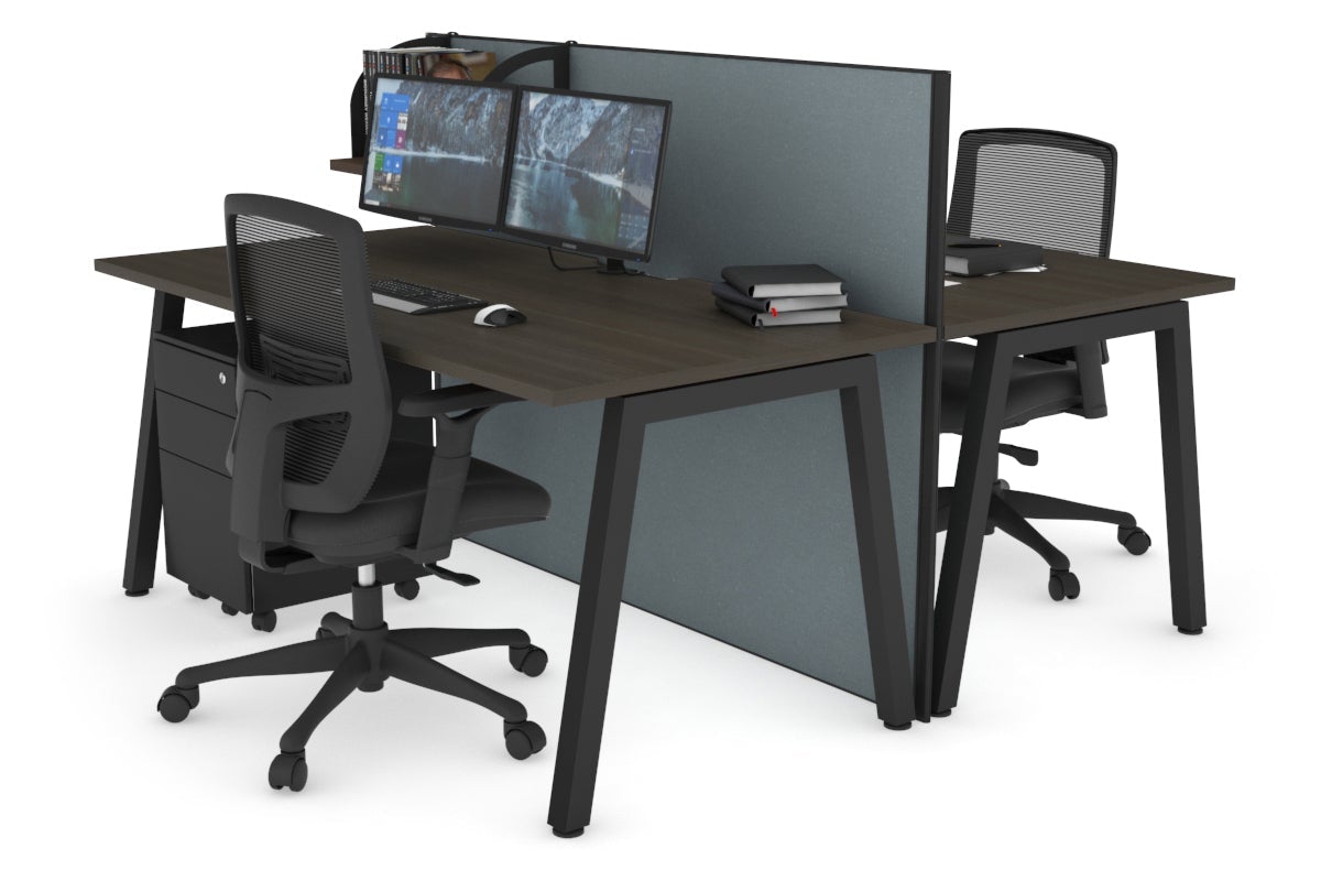 Horizon Quadro 2-Person Office Workstation Bench with A-Legs - 1200L x 800W Dimensions, Cable Management Scallop - Perfect for Shared Workspaces & Collaborative Office Environments