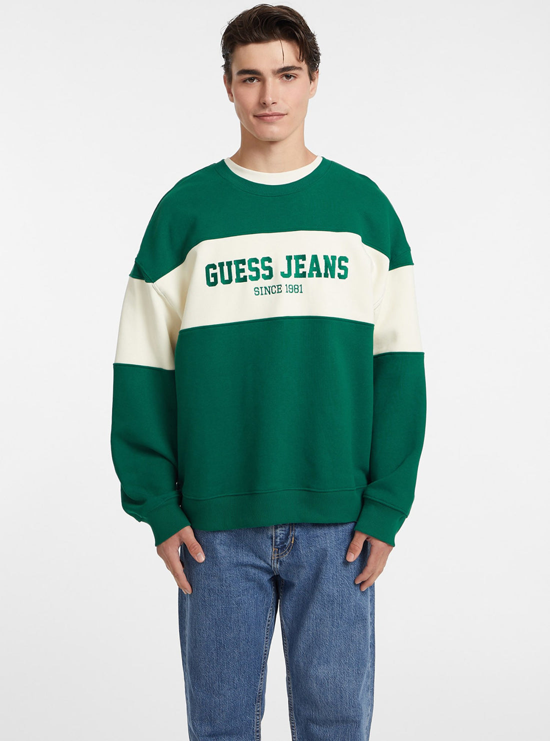 Guess Women's Green Logo Jumper Sweater - Casual Pullover Knit Top for Fall & Winter | Perfect for Office, Date Night and Weekend Outfits