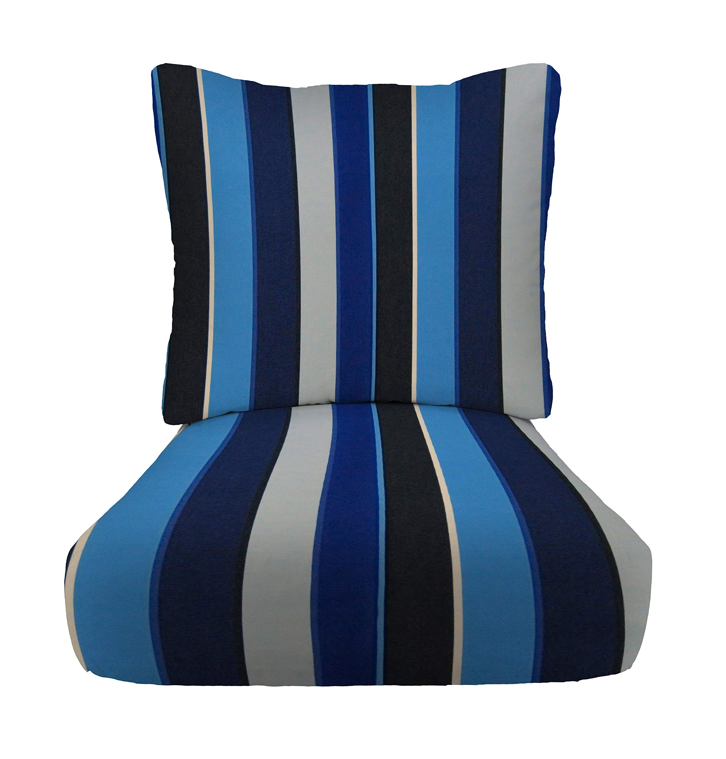 RSH DECOR: Sunbrella Deep Seating Cushion with Pillow Back - 24” x 27” Waterproof Fade-Resistant Outdoor Chair Cushion Set for Patio Furniture | Milano Cobalt Blue | Perfect for Poolside Lounging & Backyard Relaxation
