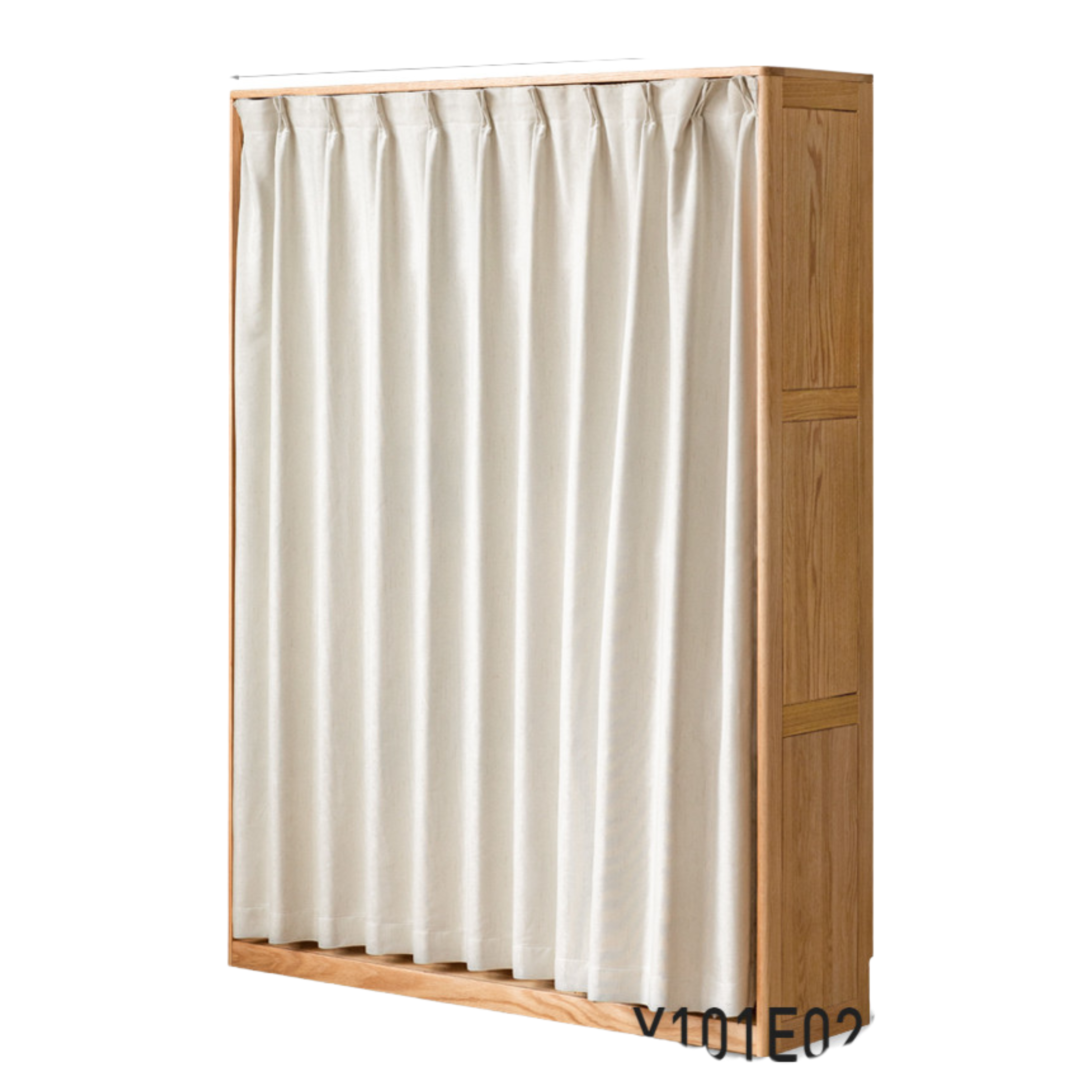 59.1x15.8x78.7 inch / 150x40x200сm / Natural Wood color/ 1.5 meter cloth curtain wardrobe