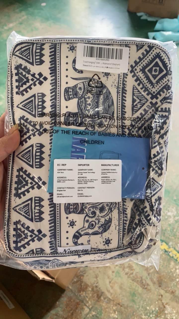 Waterproof Hanging Toiletry Bag for Women - Travel Cosmetic Organizer with Elephant Design | Perfect for Camping, Gym & Vacation Essentials Storage