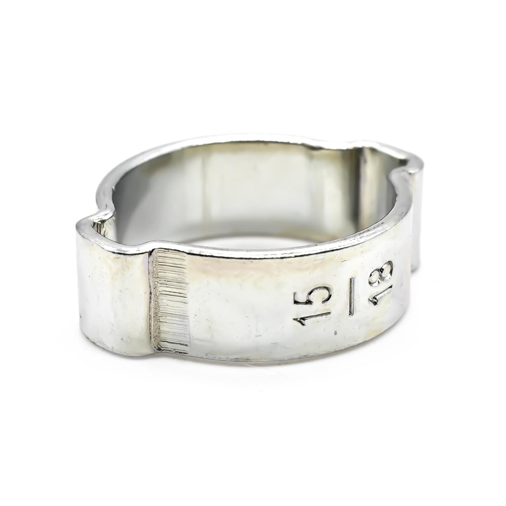 Interstate Pneumatics H618 Double Ear Steel Hose Clamp - Zinc Plated 15-18mm (50 Pack) - Ideal for Automotive, Plumbing, and Industrial Applications