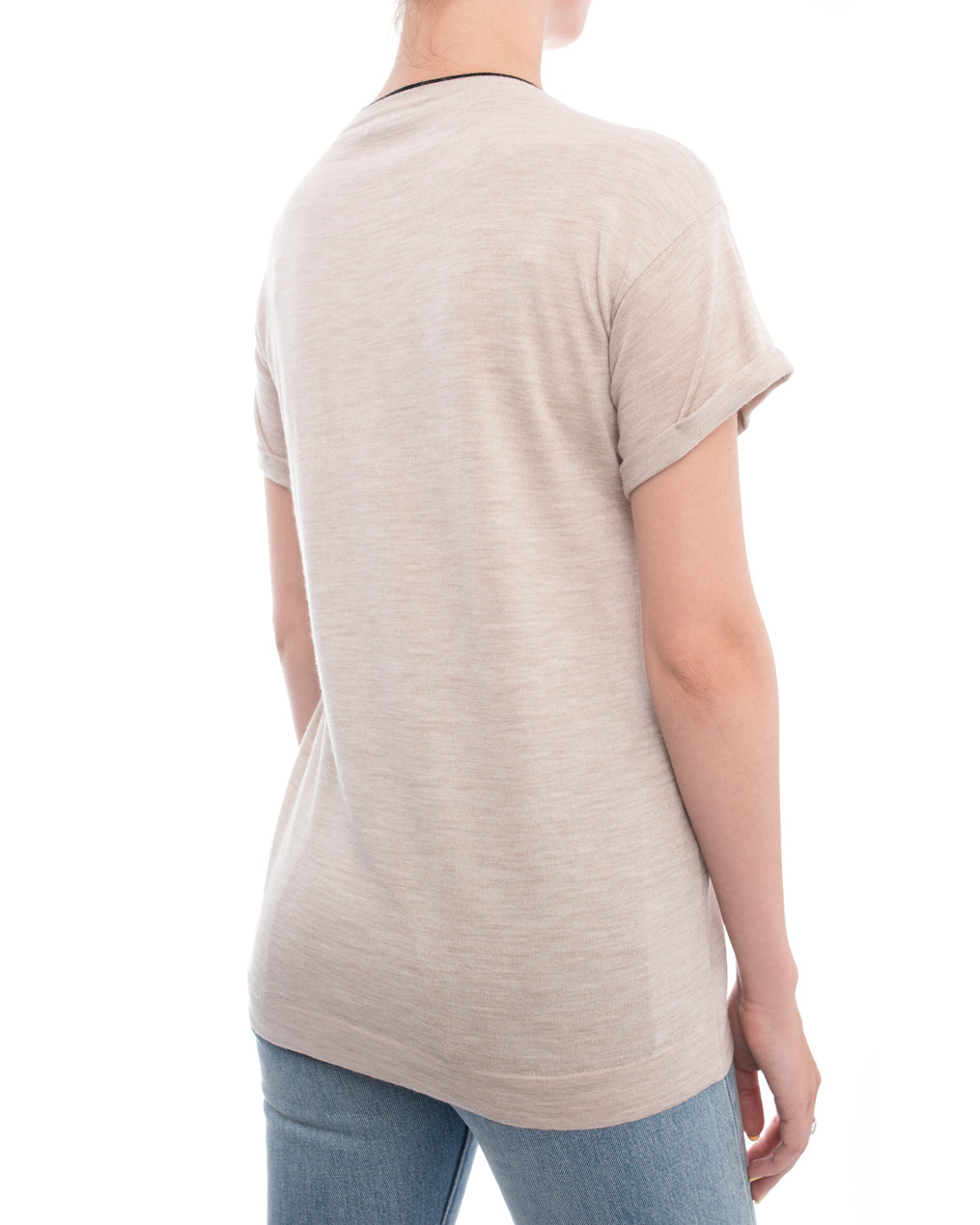 Brunello Cucinelli Oatmeal Blue Striped Short Sleeve Sweater for Men - Casual Summer Knitwear for Office & Weekend Outings