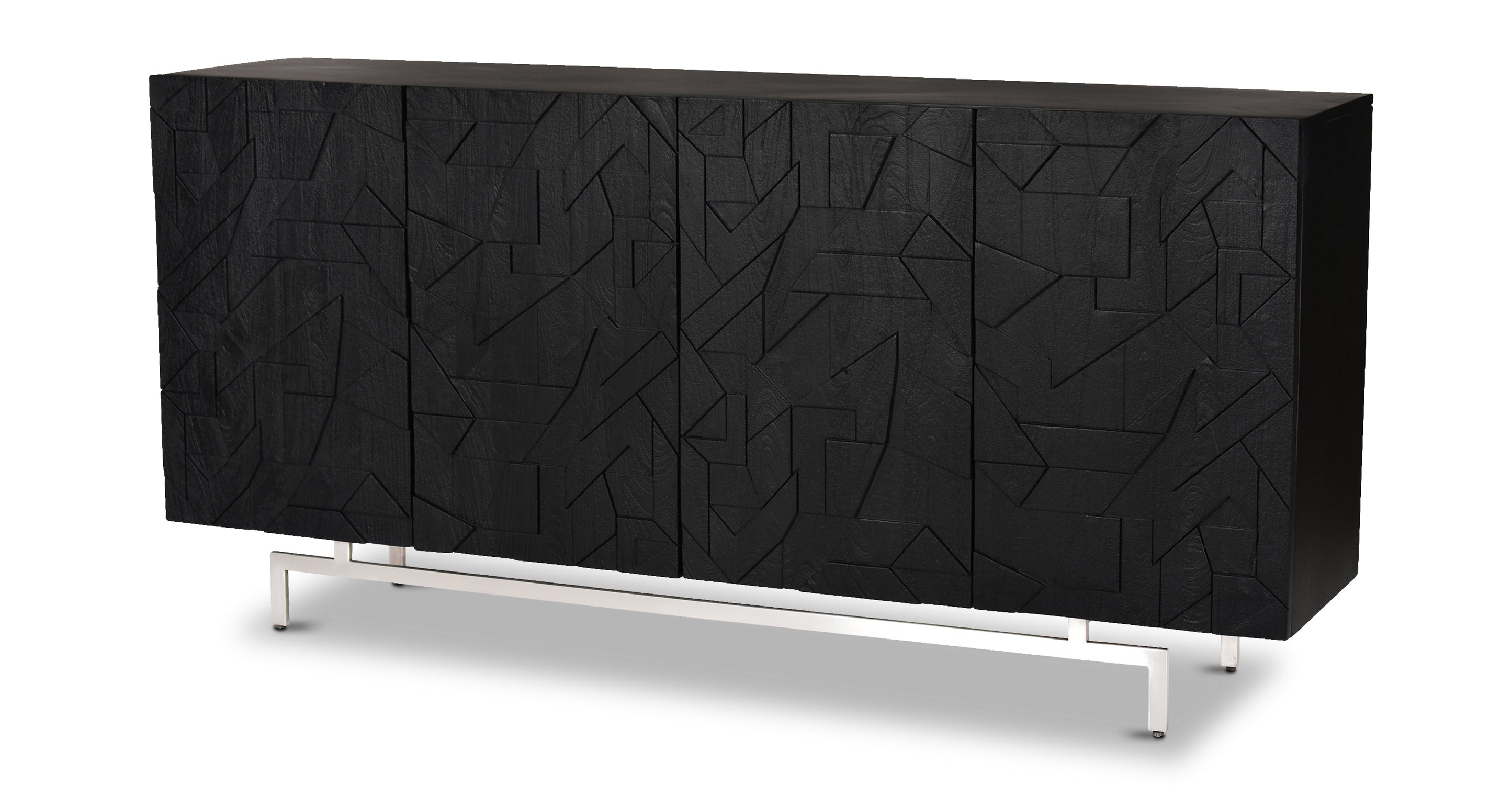 Modern Geo Sideboard - Mid-Century Style Buffet Cabinet with Storage for Dining Room & Living Room - Perfect for Home Decor & Organization