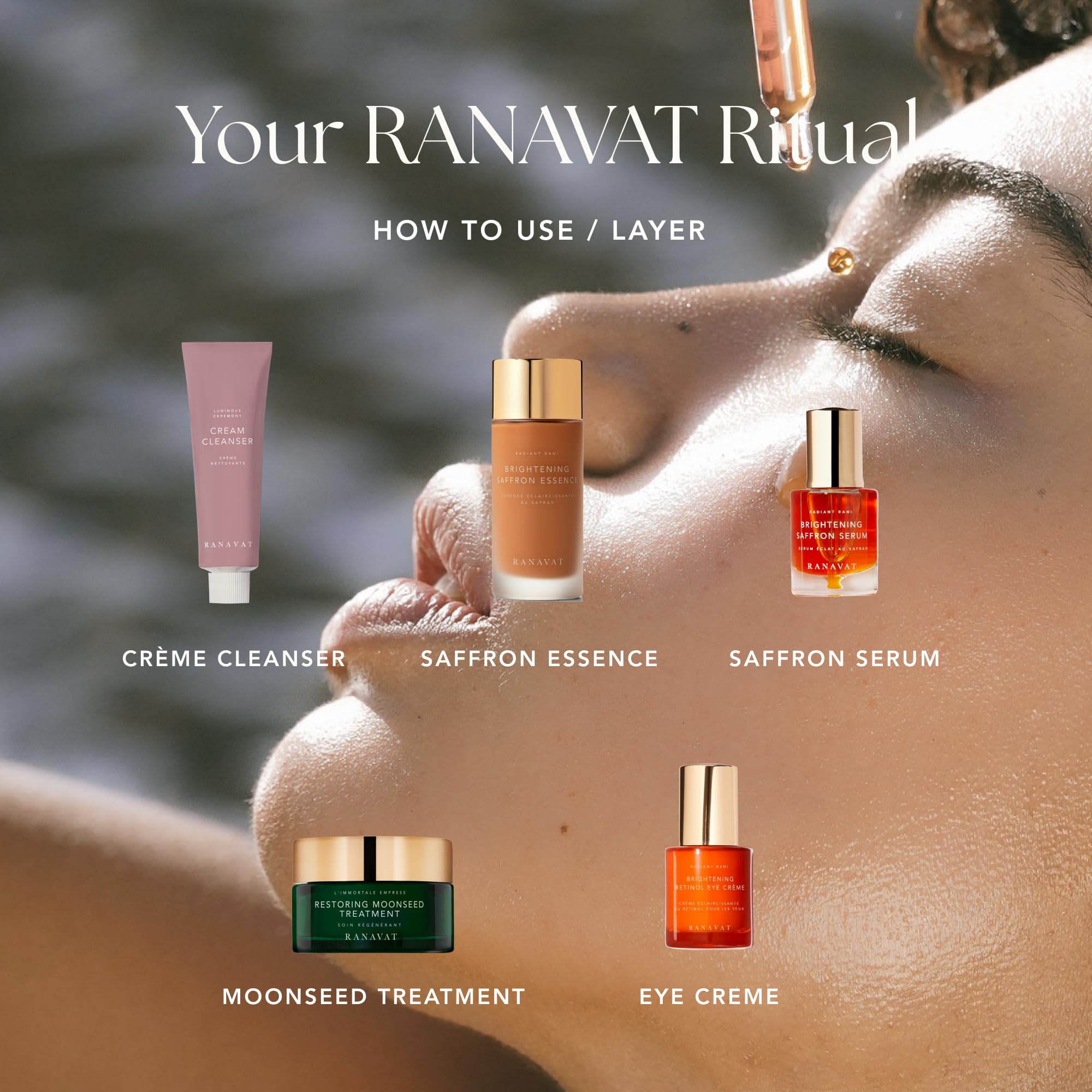 RANAVAT Radiant Rani Brightening Saffron Facial Essence - Hydrating Milk Toner with Niacinamide & Squalane for Moisturizing & Calming Skin - Dark Spot Treatment for Brighter Complexion - Perfect for Daily Skincare Routine & Nighttime Regimen (0.17 oz)