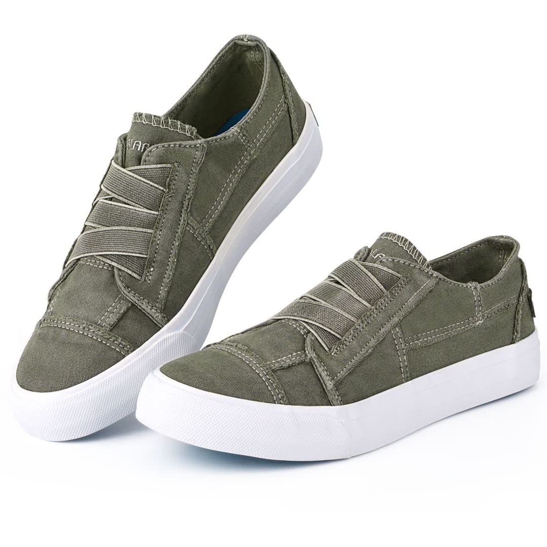 **JENN ARDOR Women's Slip-On Sneakers - No Lace Elastic Low Top Canvas Shoes for Women | Comfortable & Stylish Casual Walking Shoes for Everyday Wear, Travel & Outings**