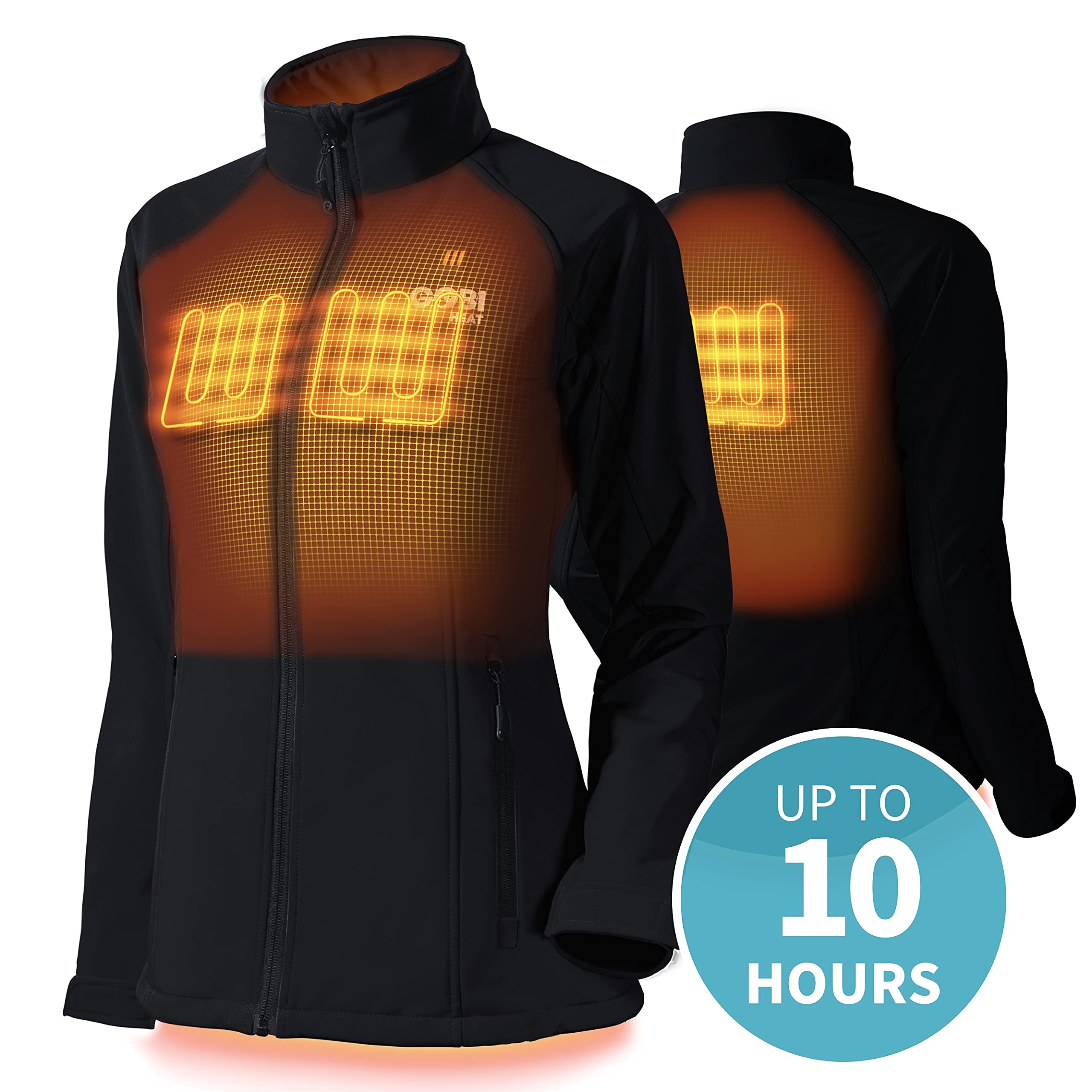 Sahara Women's Heated Jacket with 10-Hour Battery & USB Charger | Machine Washable Winter Coat for Outdoor Activities, Hiking, and Cold Weather Commuting