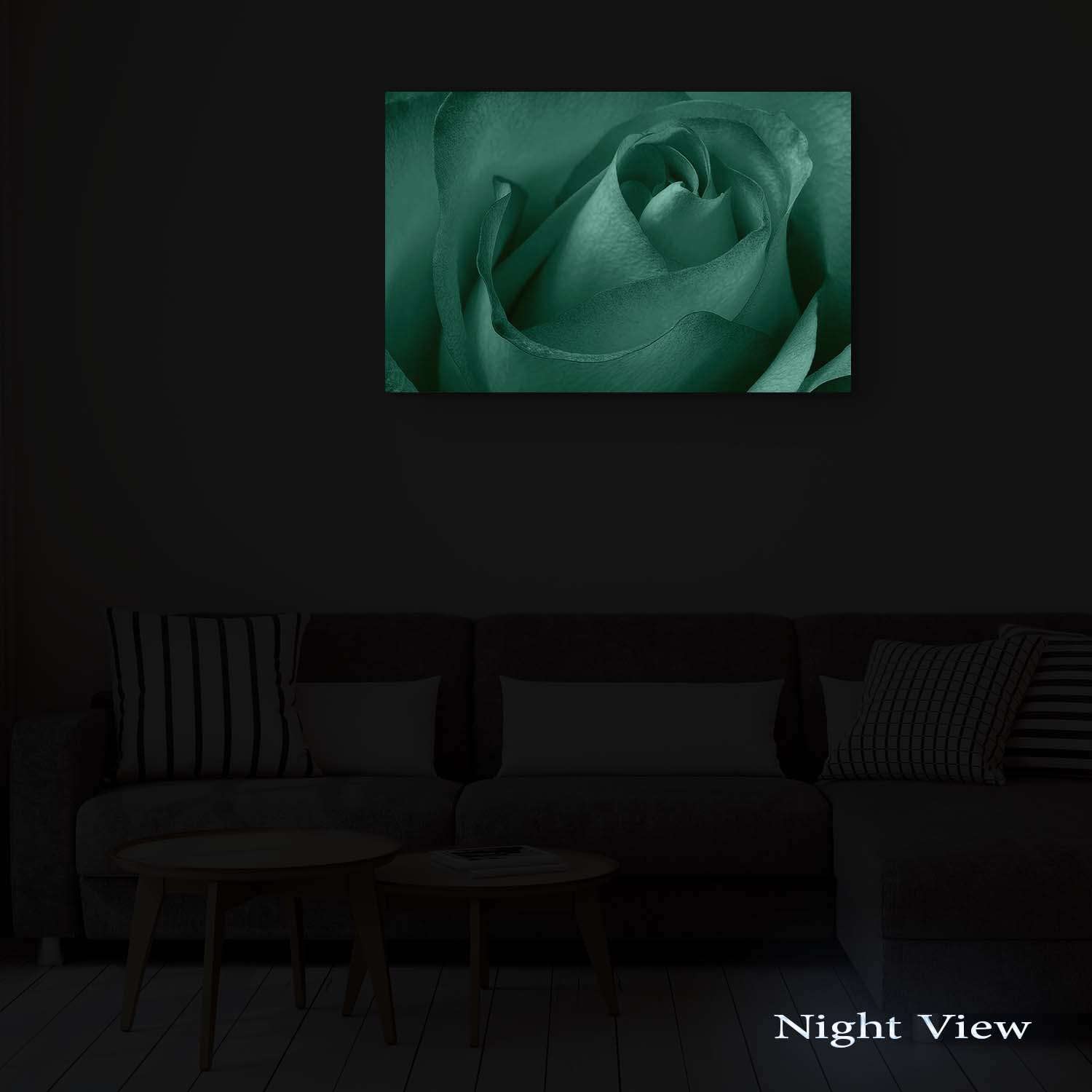 Red Orange Macro Rose Petals Flowers Canvas Wall Art - Stretched & Framed Modern Painting Print (24